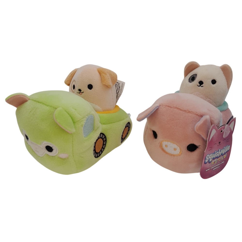 Squishville by Squishmallows Mini Plush Puppy Dogs with Vehicles Set of 2